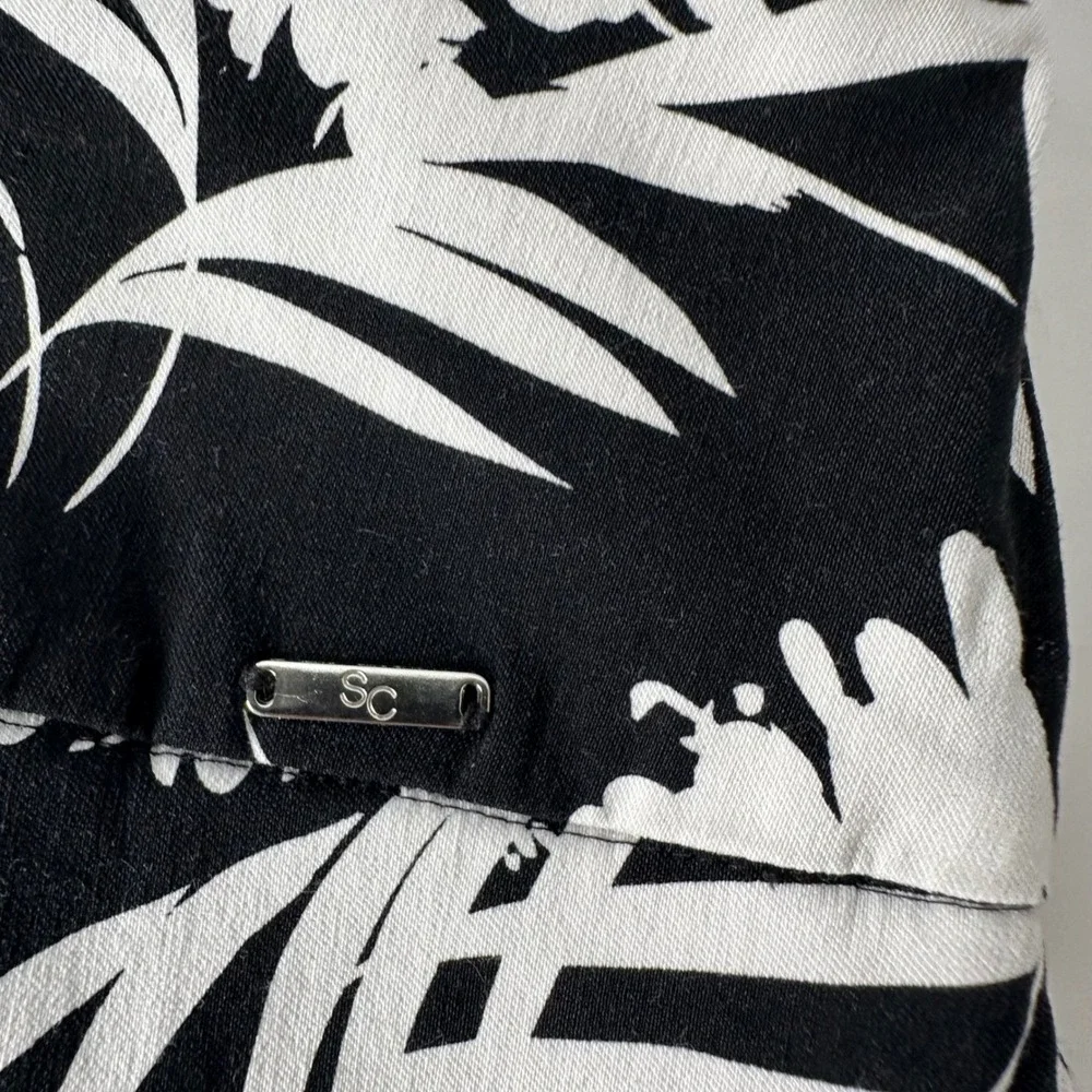 SC & CO Stretch Skort Black White Tropical Floral Palm Pockets Resort Golf Sz XL